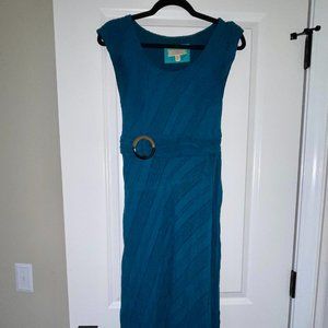 Moulinette Soeurs by Anthropologie Teal Maxi Dress, Size 4